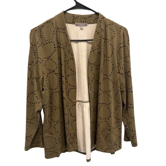 Habitat Womens Open Front Cardigan Size Large Green Lagenlook Boho Beach Casual - Picture 1 of 9